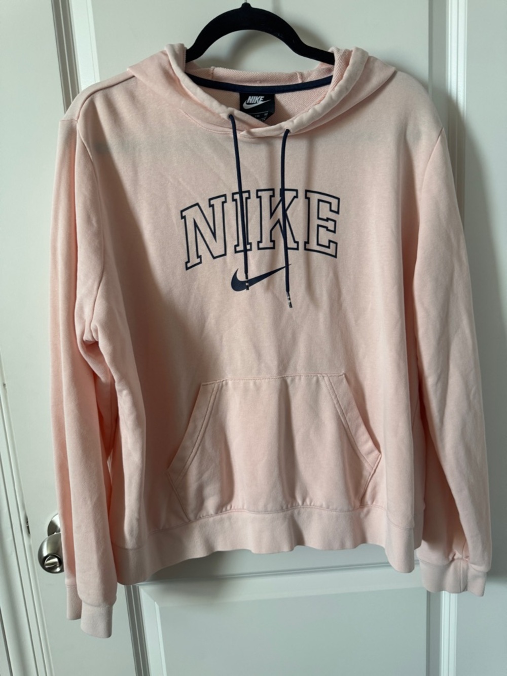 NWOT-Nike Light Pink/Peach Color Hoodie with Navy Logo-XXL